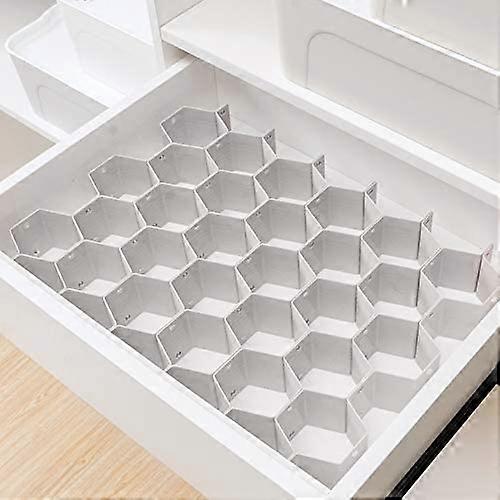Drawer Divider Organizer 8pcs DIY Plastic Grid Honeycomb Drawer Divider Gray