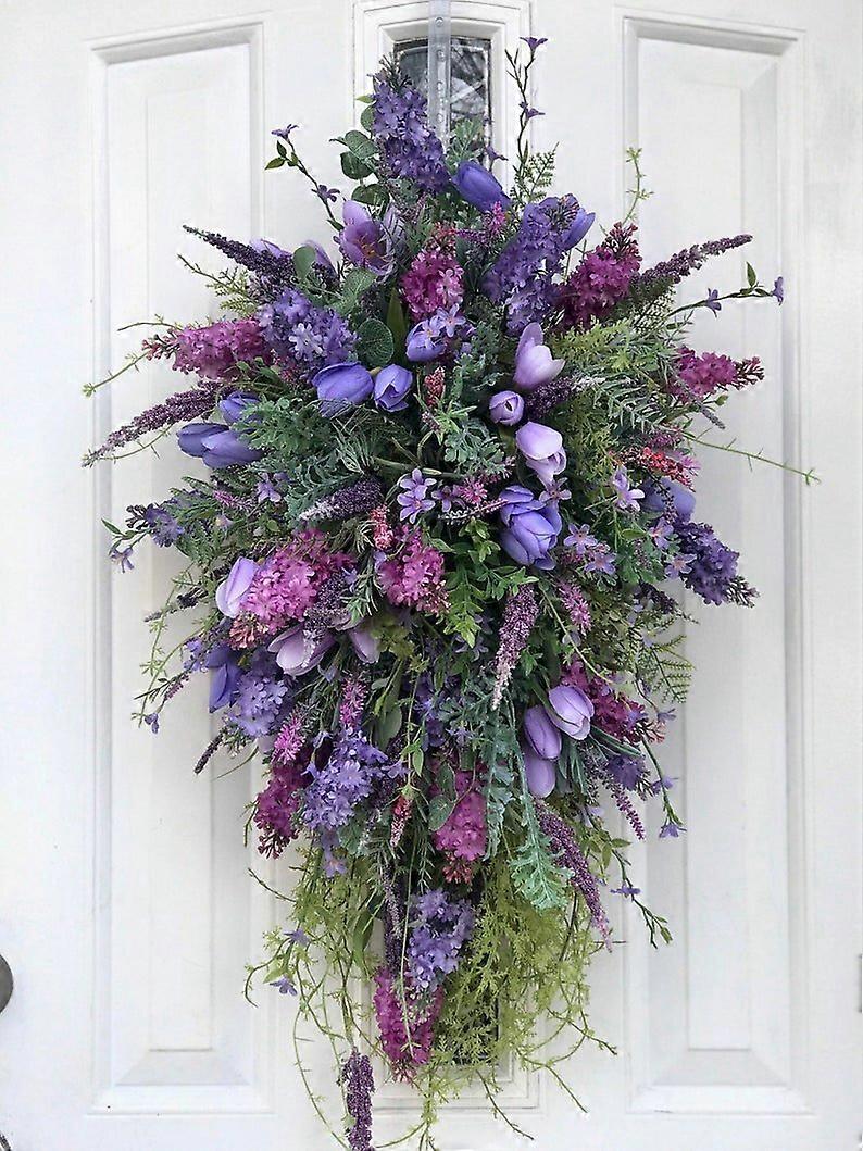 Purple Flower Wreath Artificial Lavender Greenery Wreath