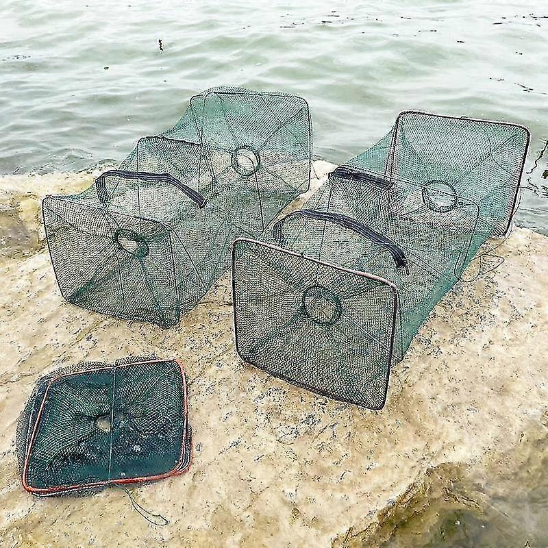 Fish Trap Net Fishing Gear Crab Prawn Shrimp Crayfish Lobster Crawdad Foldable