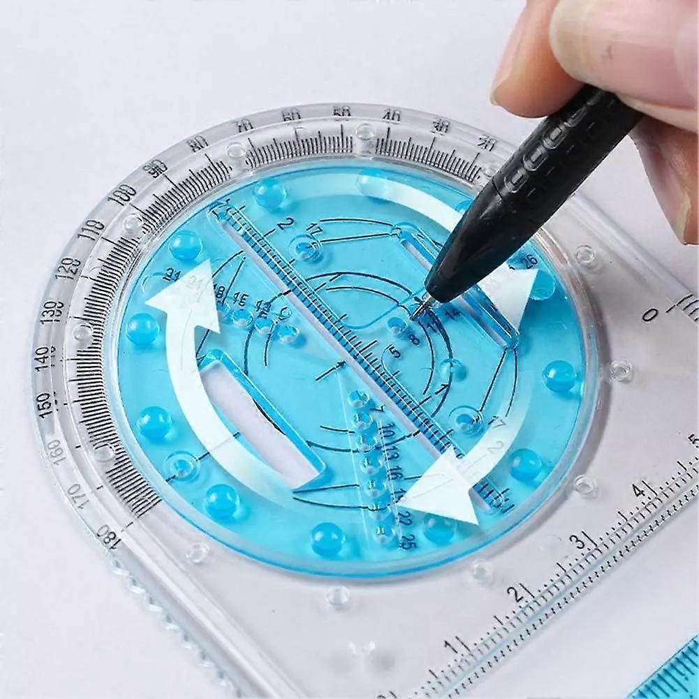 For School Multifunctional Primary School Activity Drawing Geometric Ruler Triangle Ruler Compass Protractor Set Measuring Tool(C style)
