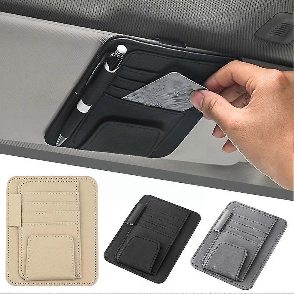 Car Sun Visor Organizer Pouch Bag PU Leather Card Storage Holder Car Accessories