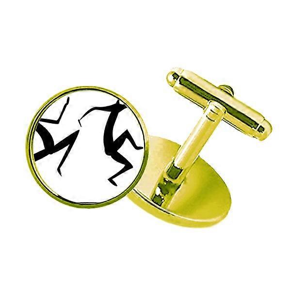 エジプトダンストーテムフレスコ面白いスタッズビジネスメタルカフリンクスゴールデン