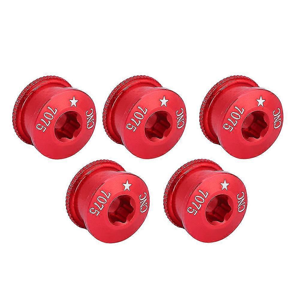 Bicycle Bike Chainring Bolt - 5pcs Set for Single Double Triple Speed (Red-5mm)
