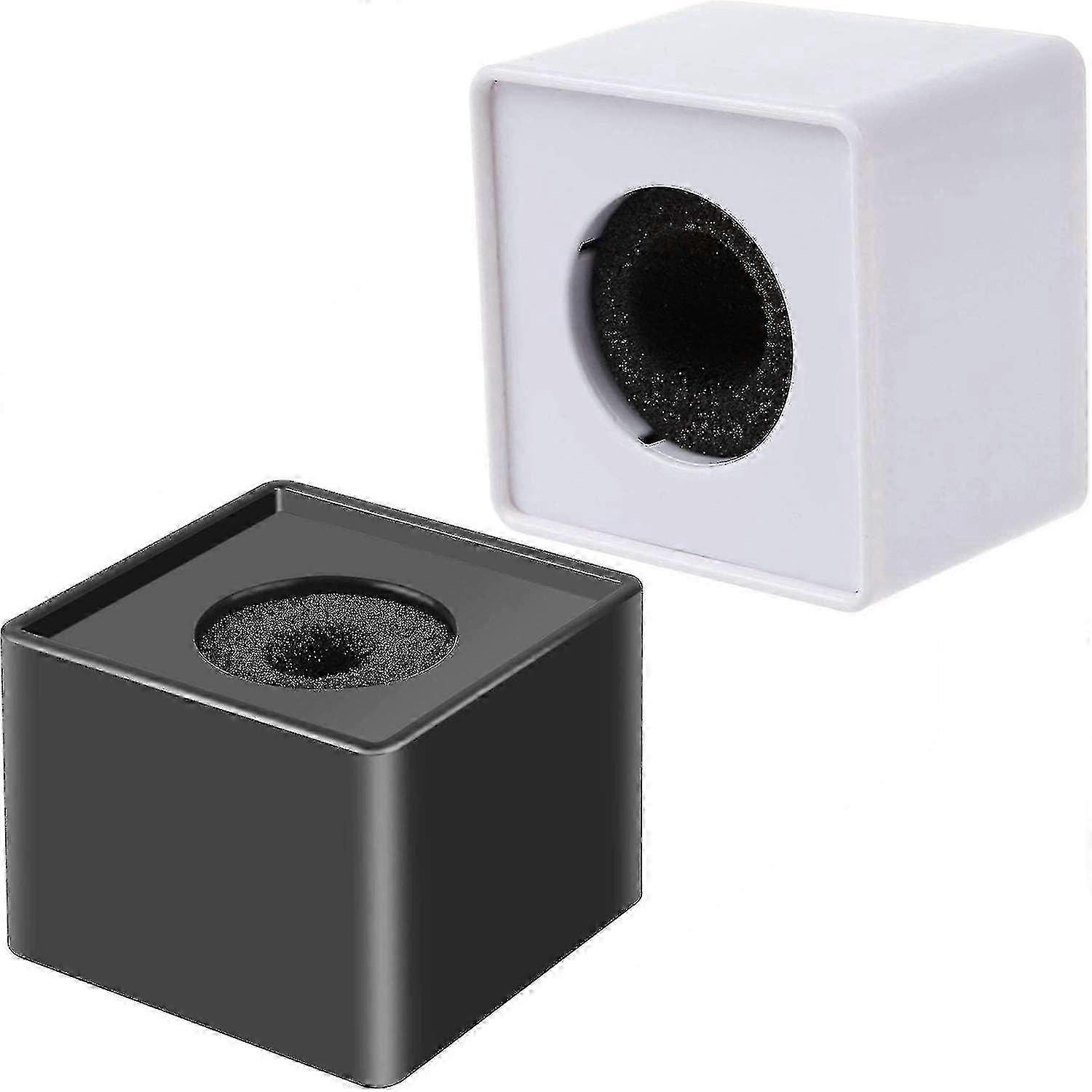 2 Pieces Portable Square Cube Shaped Interview Mic Microphone Flag Station Logo Superior Abs Materia
