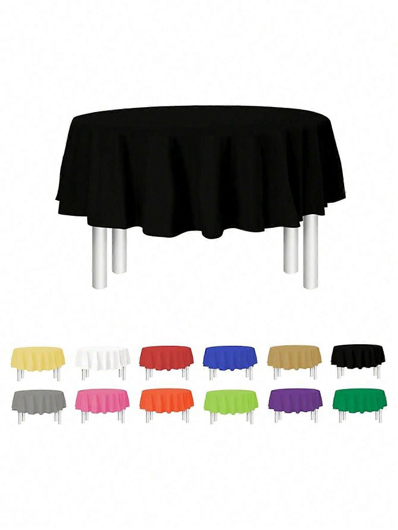 1Pc/4pcs/6pcs Various Solid Color Tablecloths, Round Tablecloths 84inch Plastic Tablecloths, Desktop Protection, Plastic Tablecloths, Suitable For Wed