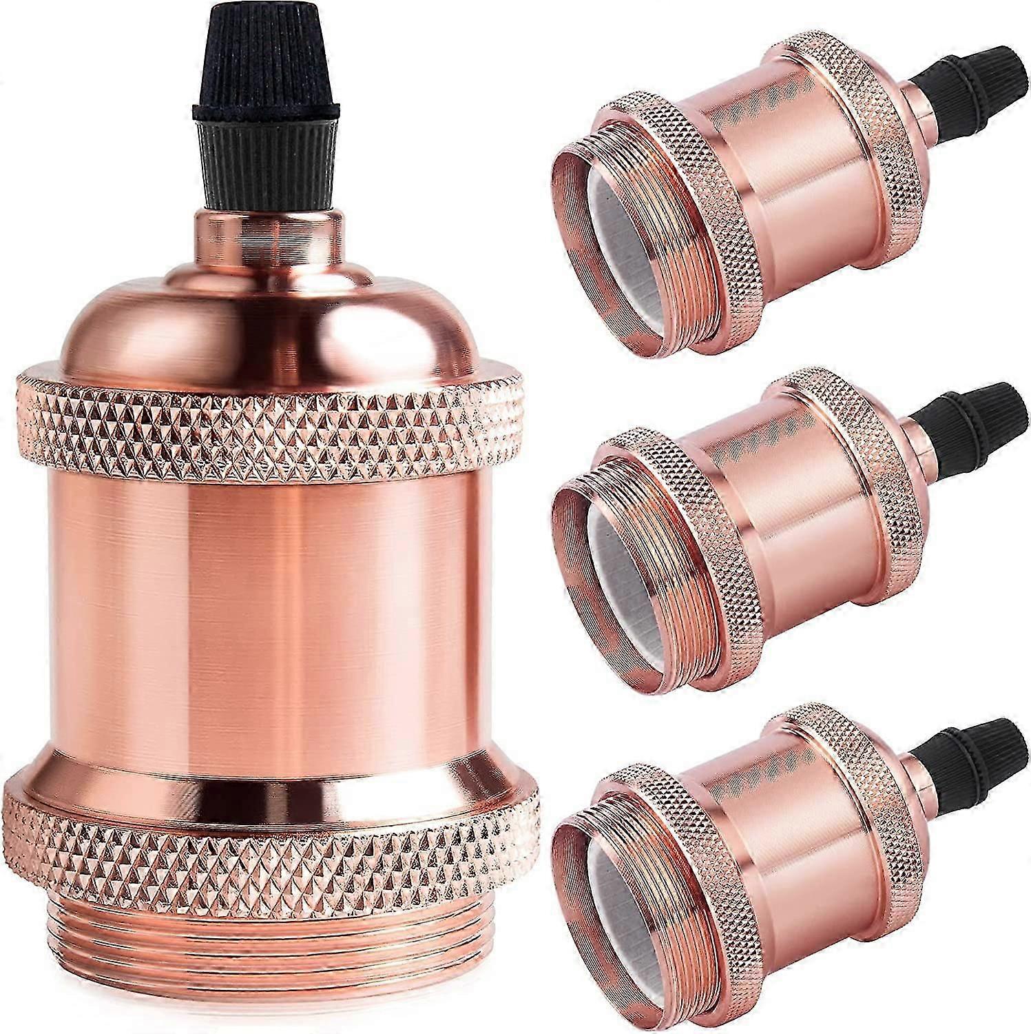 Vintage E27 lamp socket, Edison retro pendant lamp, Solid ceramic adapter, 4 Pieces rose gold socket Walkbee  