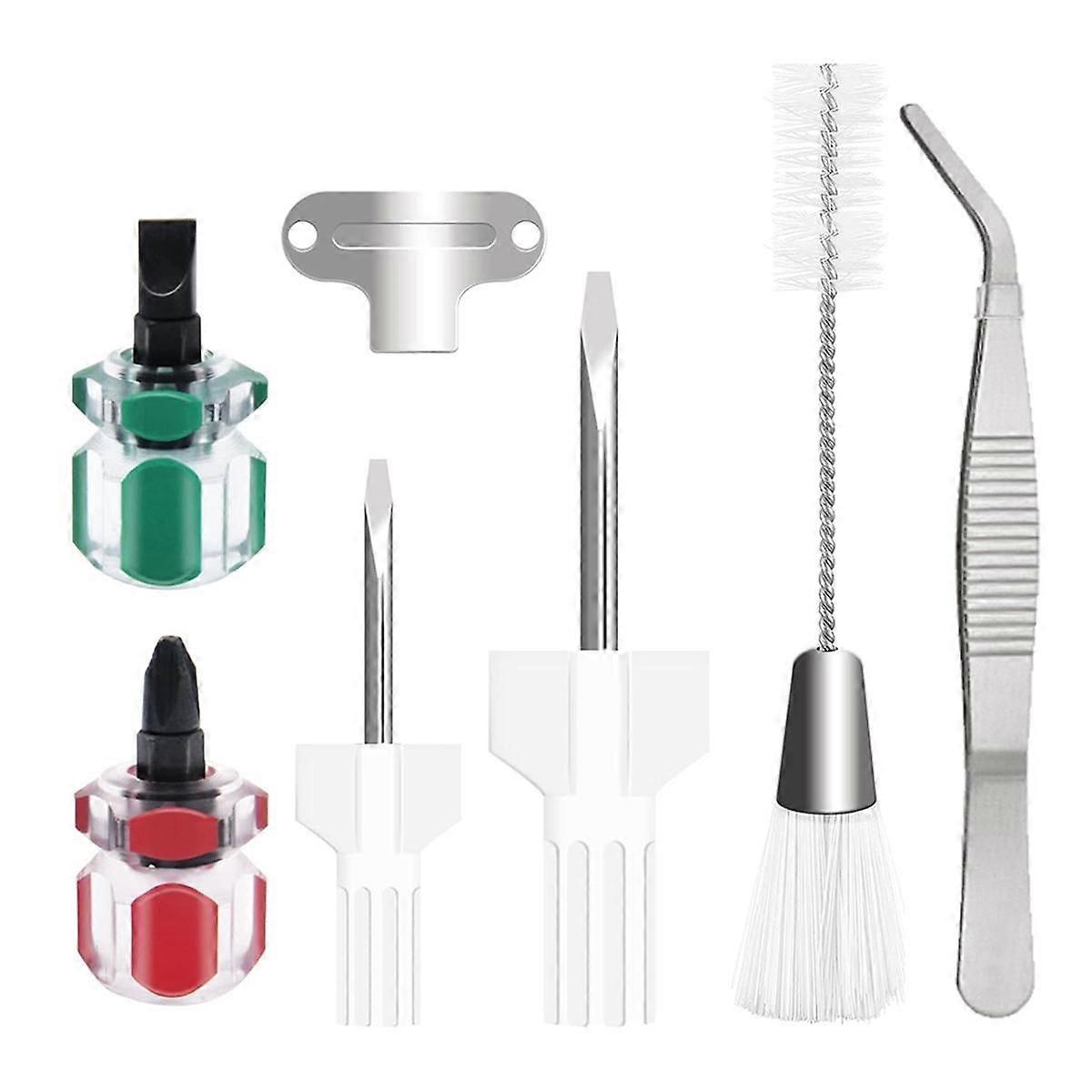 7 Piece Sewing Machine Cleaning Kit Include Tweezers Double Ended- Brush Needle Board Screwdriver