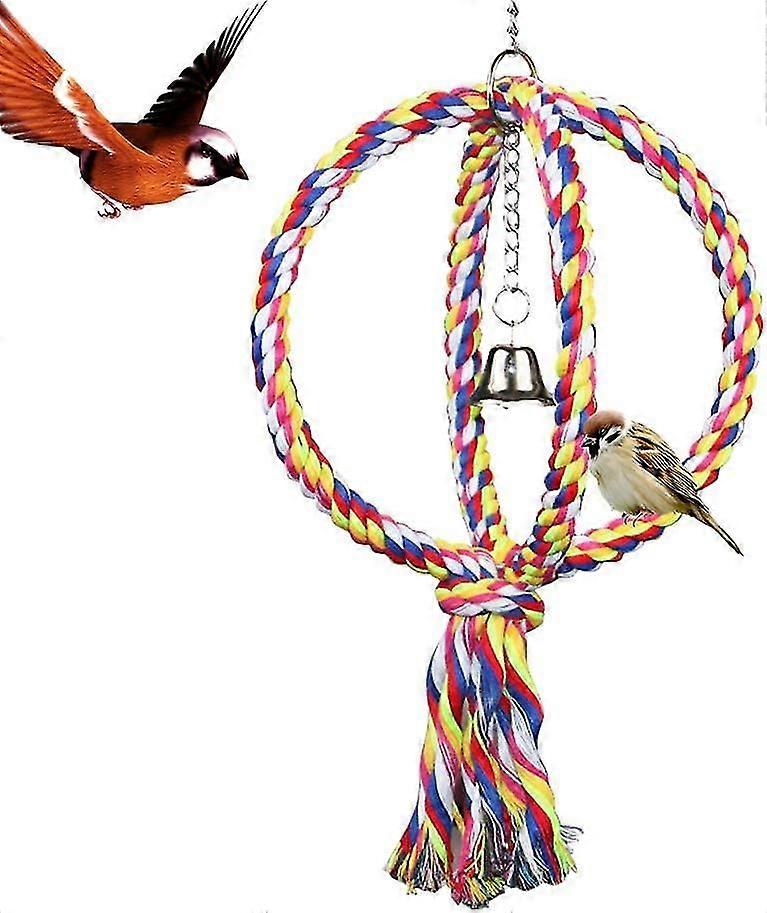 Bird Perches Parrot Cotton Rope Bungee Bird Toy With Bell Spherical Swing Perch Toy With Double Rain Ring,7364
