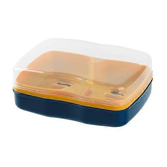 Soap Dish Dual Compartments Clear Dust-proof Lid Double Layers Quick Drain Countertop Modern Kitchen Bathroom Shampoo Bar Shower Soap Holder Container