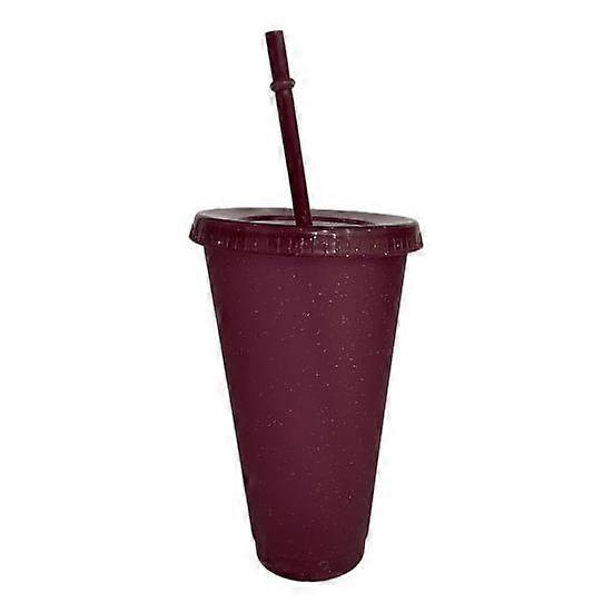 400/500ml Straw Drinking Cup Large-capacity Wide Mouth Lid Plastic Flash Powder Shiny Water Bottle School