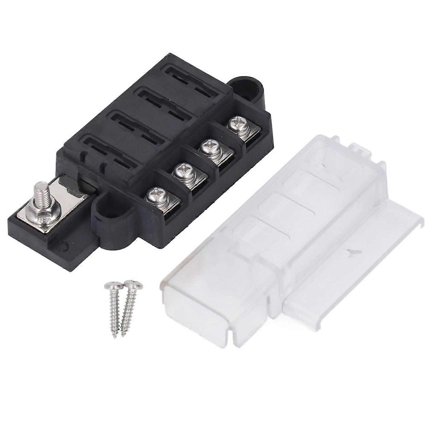 4 Way Blade Fuse Box 1 in 4 Out ATC ATO Fuse Holder Box with Insulated Transparent Cover 32VDC 100A 