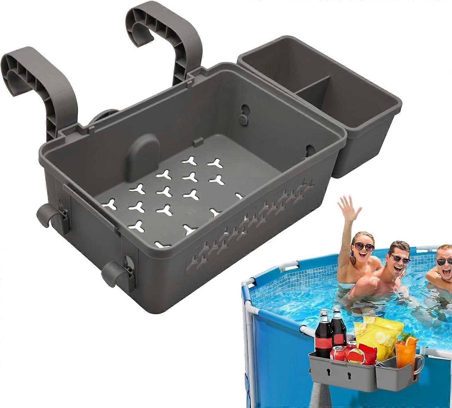 1PCS Poolside Storage Basket, Above Ground Pool Accessories, Pool Cup Holder, Pool Storage Basket, Poolside Attachment for Above Ground Pool