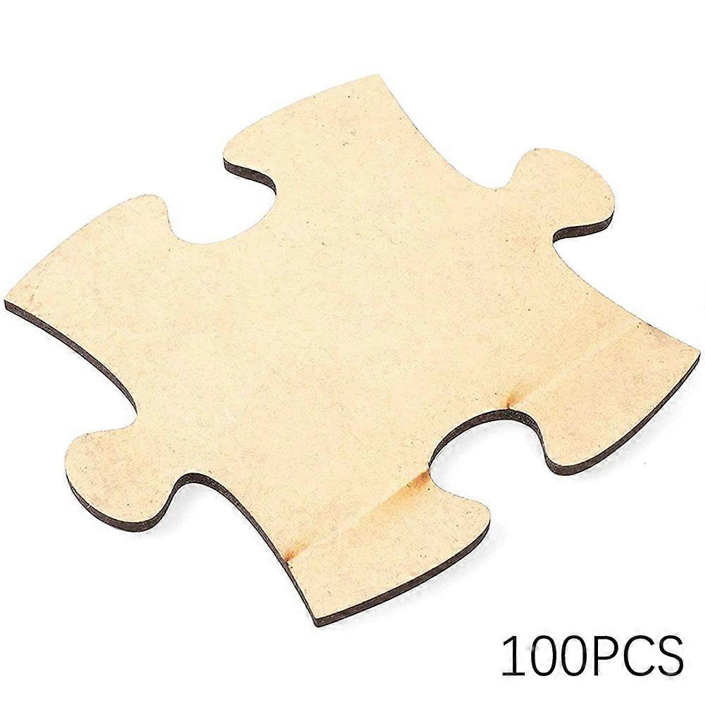 Set of 100 Blank Unfinished Wooden Jigsaw Puzzles Easy Painting DIY Puzzle Pieces for Art Craft
