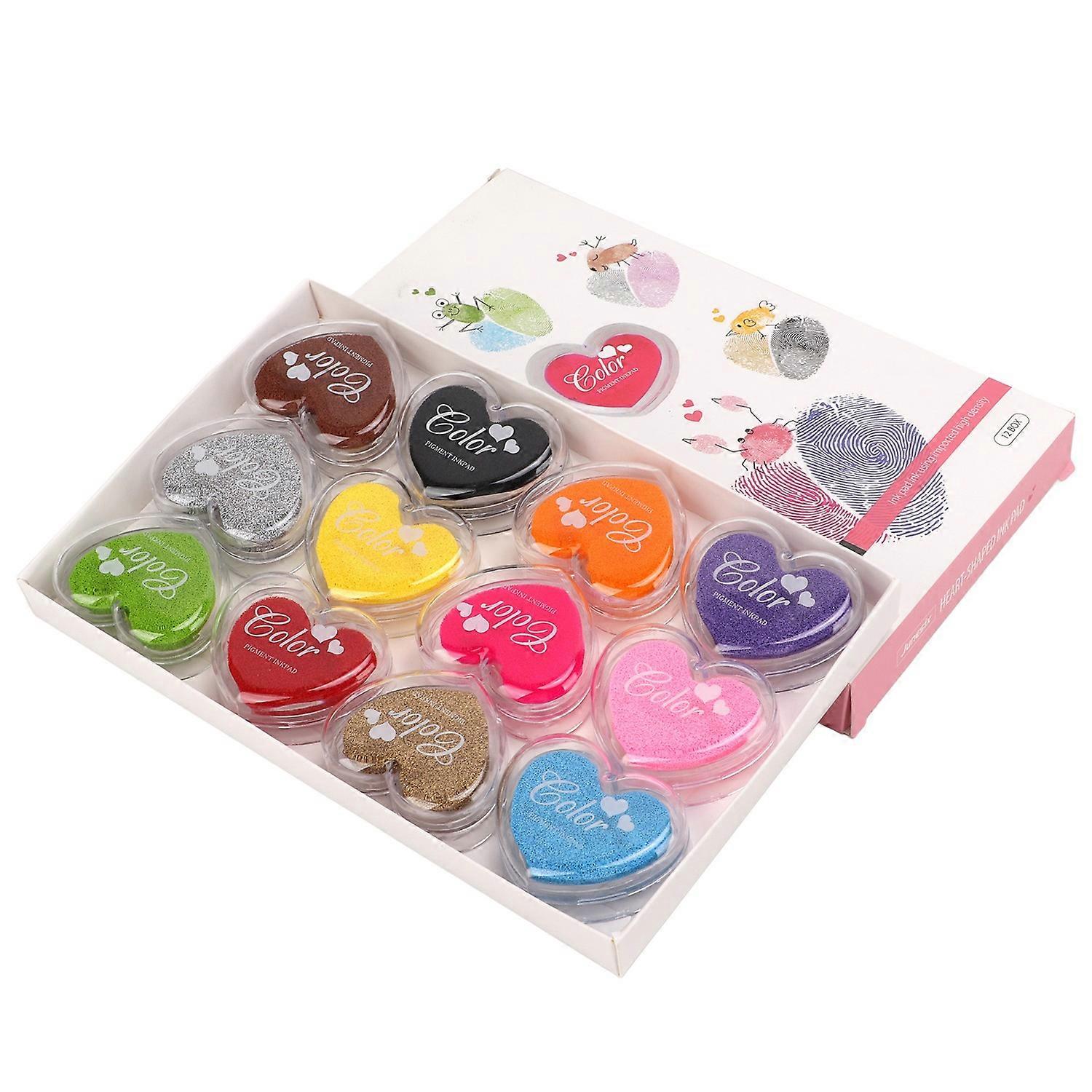 12 Color Stamp Pad Colorful Small Love Candy Color Washable Carving Inkpad Rubber Stamp DIY Stamp fo