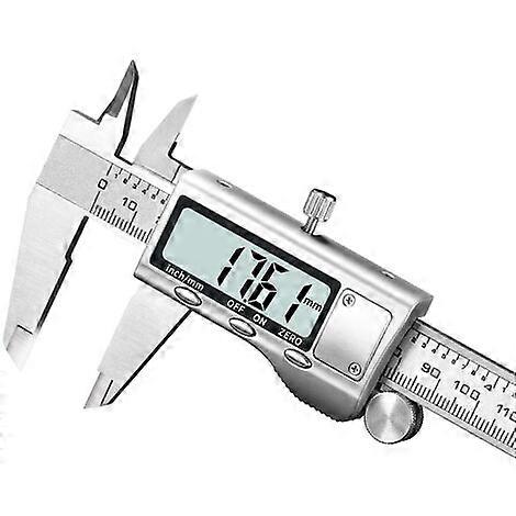 IP54 stainless steel digital caliper, 150mm, with large LCD display for precise measurements.