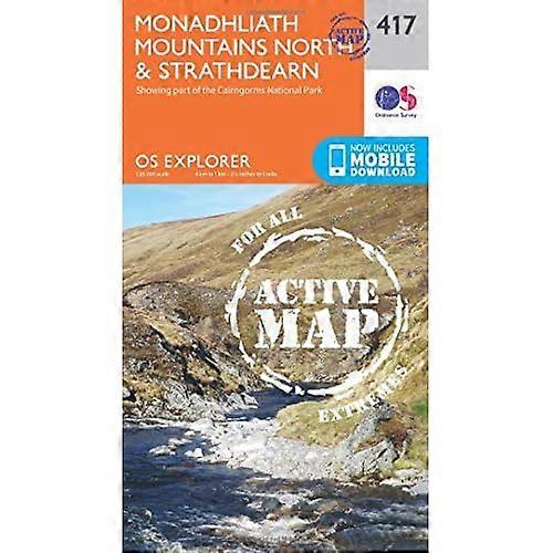 OS Explorer Map Active (417) Monadhliath Mountains North and Strathdearn (OS Explorer Active Map)