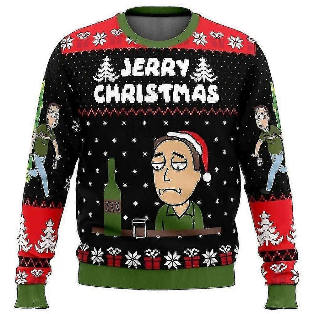 Savanyúság Rick csúnya karácsonyi pulóver karácsonyi pulóver ajándék Mikulás pulóver férfi 3d pulóver és
