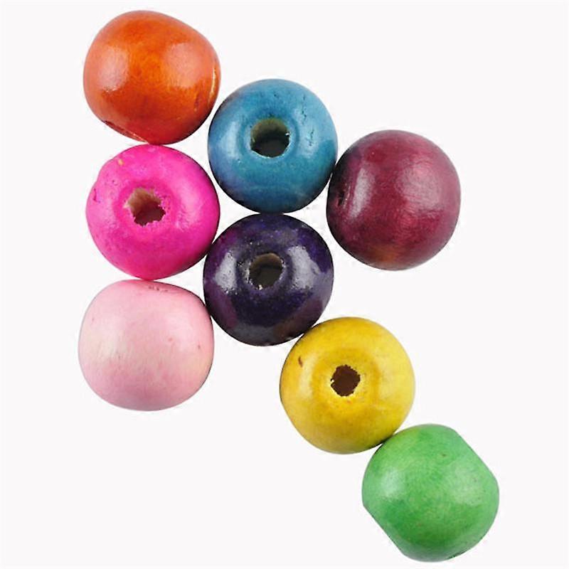 Multicolor Loose Round Natural Wooden Beads for Jewelry Making Baby Rattle Pacifier Beading Findings