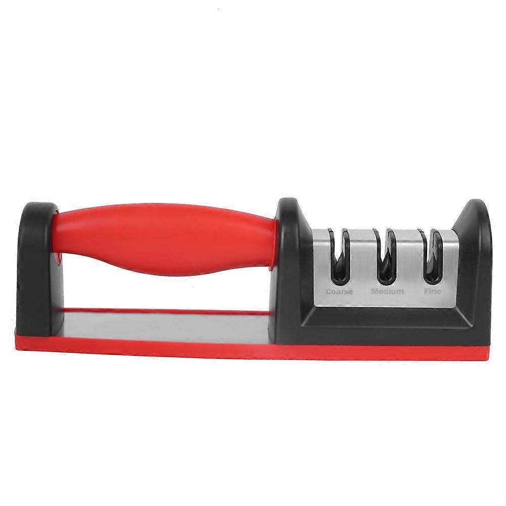 Chef's Essential Knife Sharpener, Ergonomic Handle for Comfortable Use, 3-Stage Knife Sharpener for Chef's and Utility Knives, Versatile Application