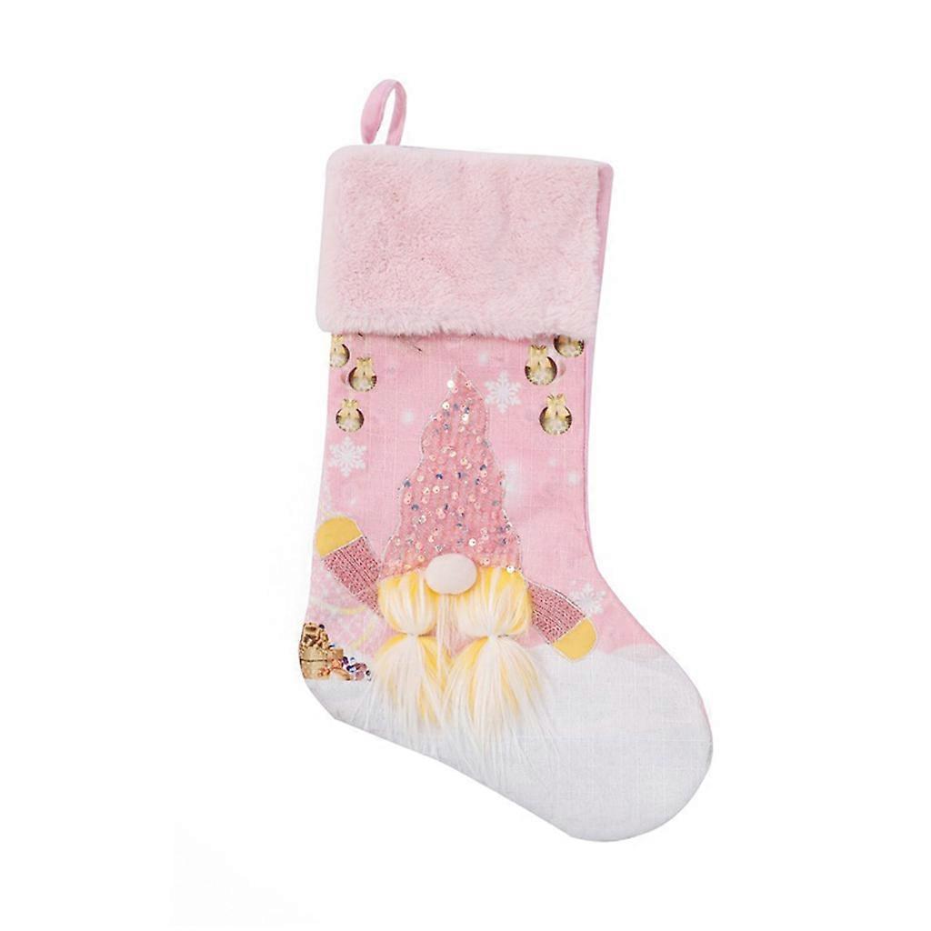 Christmas Stockings with LED Light Xmas Stockings Decoration 19" 3D Plush Swedish Gnome Stocking for Fireplace Tree