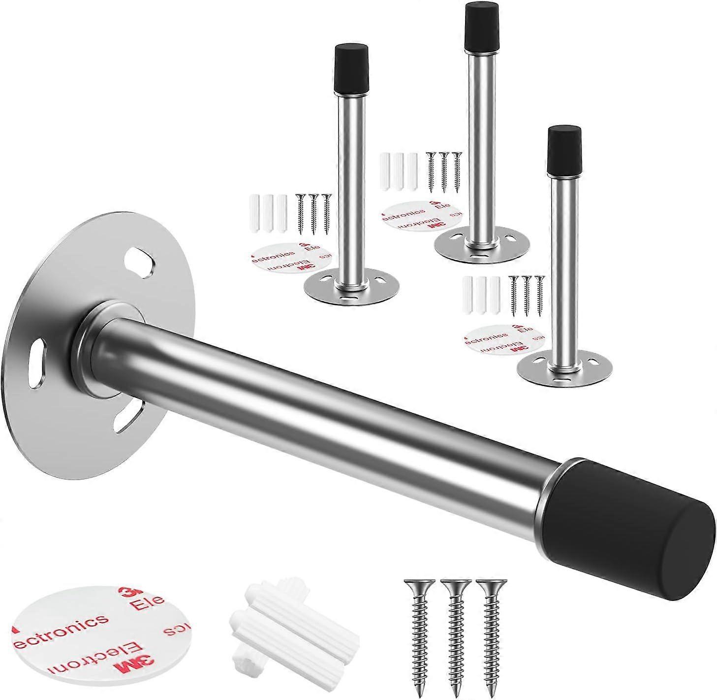 Pack Rubber Door Stops Noise Dampening Wall Protector - Silver