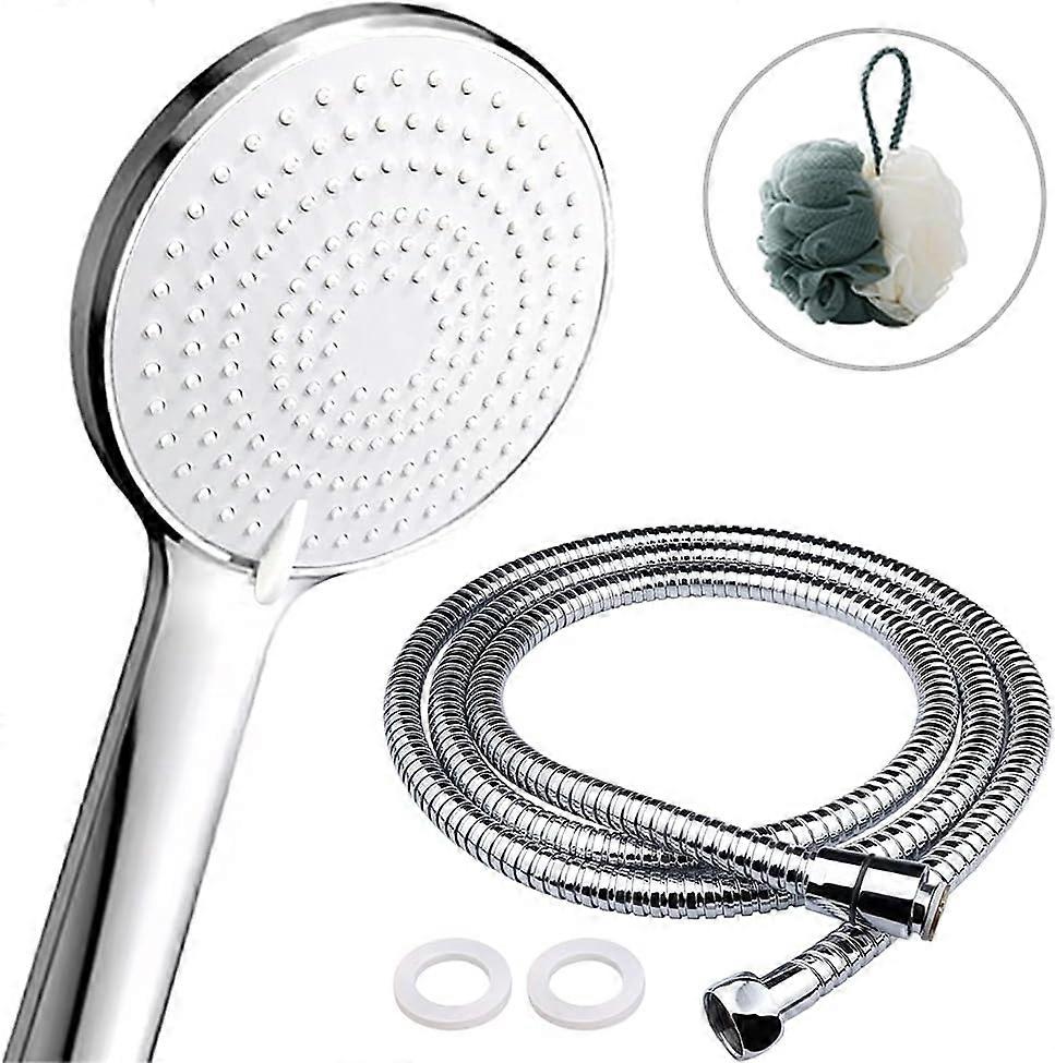 Chrome Shower Set with Three Spray Modes High-Pressure Water-Efficient