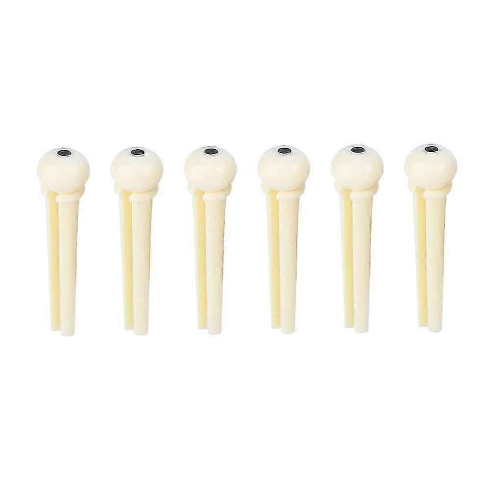 6-Piece Guitar Bridge and Nailed String Cone for Musical Instrument Accessories - White