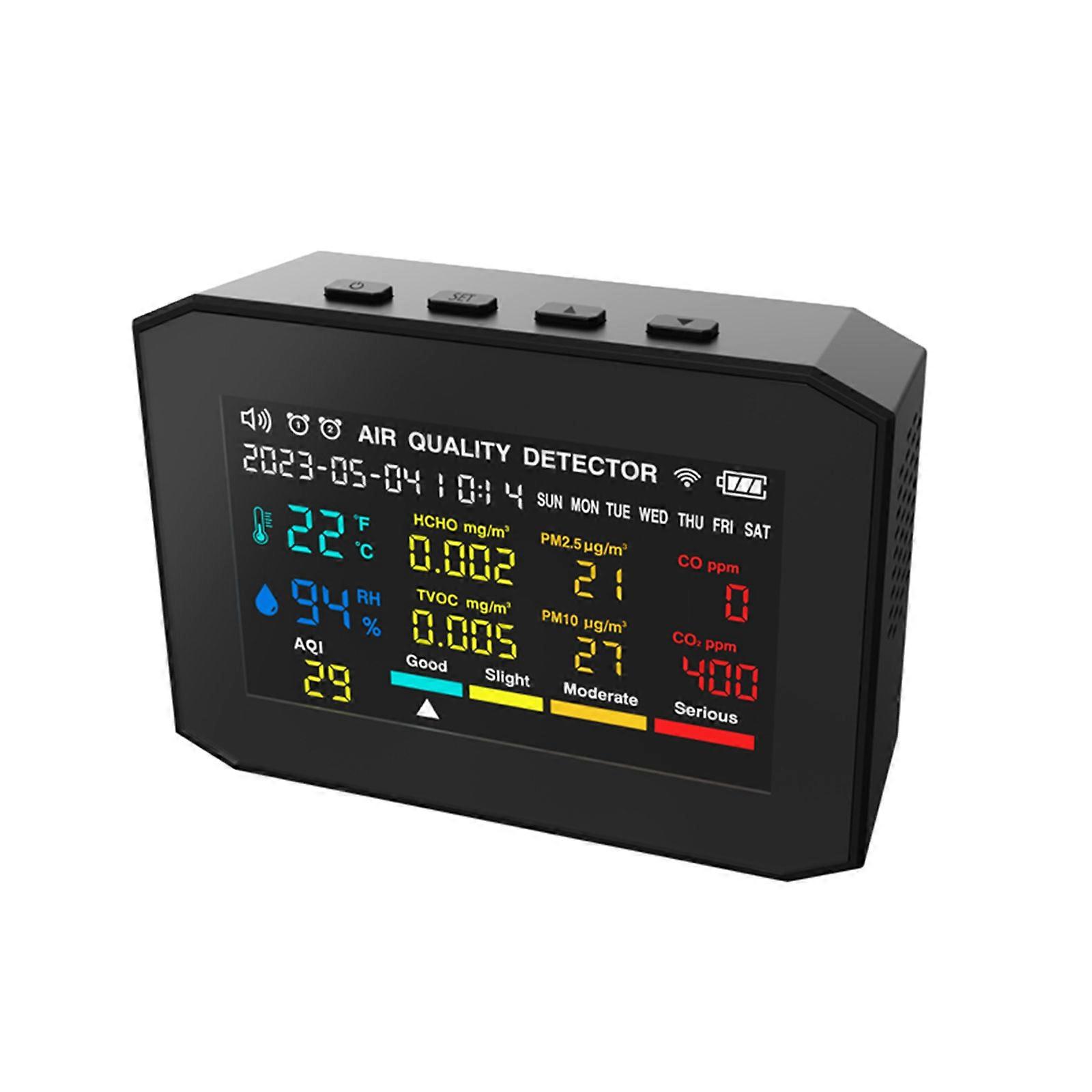 Portable Indoor Environment Monitors with Temperature & Humidity Display Compact Indoor Air Quality Detectors for Home  Black