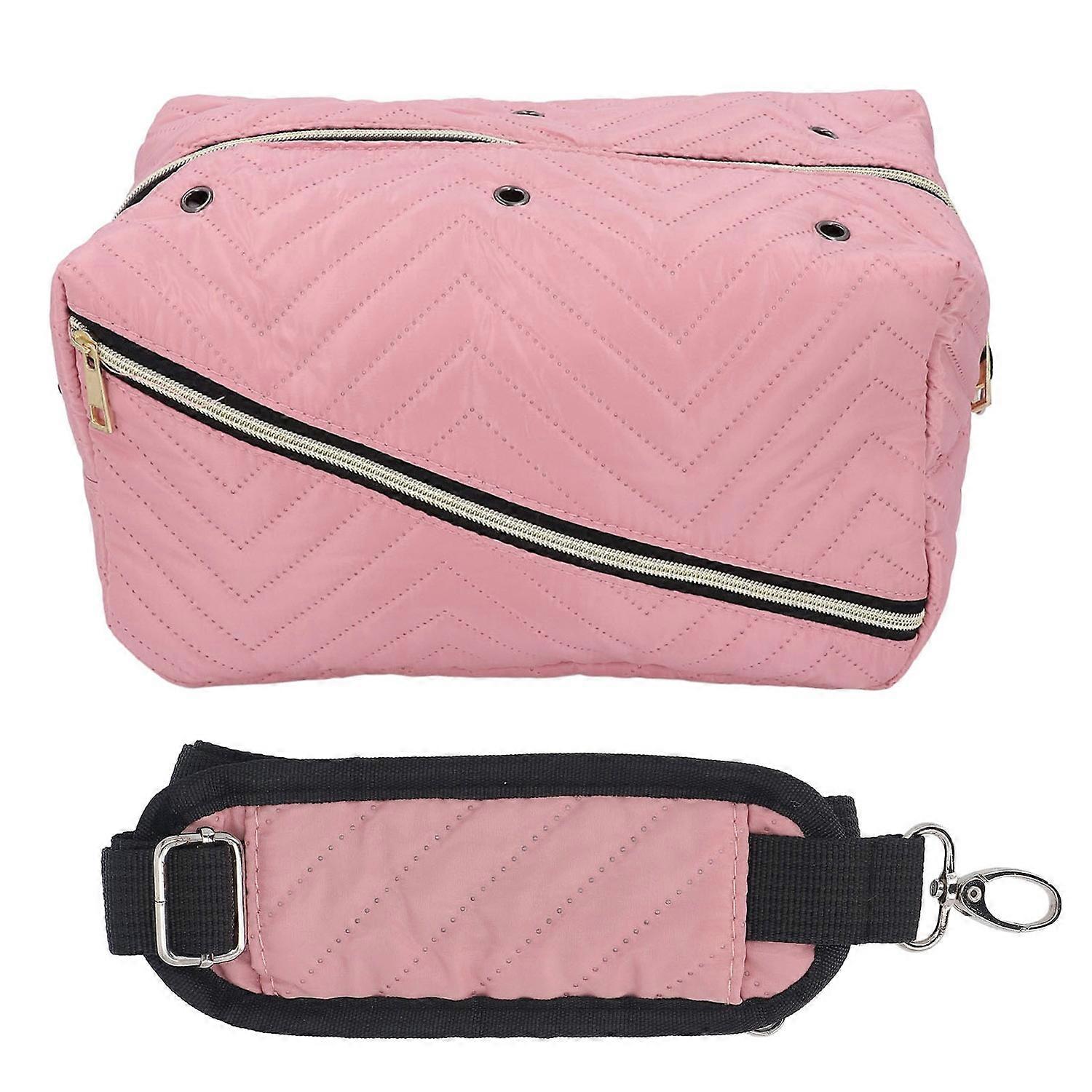 Knitting Bag Yarn Storage Organizer Crochet Travel Bag with Adjustable Shoulder Strap Grommets Pink