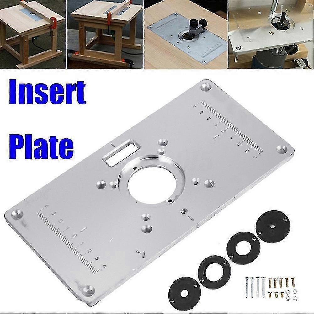 Aluminum Alloy Router Table Insert Plate with 4 Rings Screws For Woodworking Benches