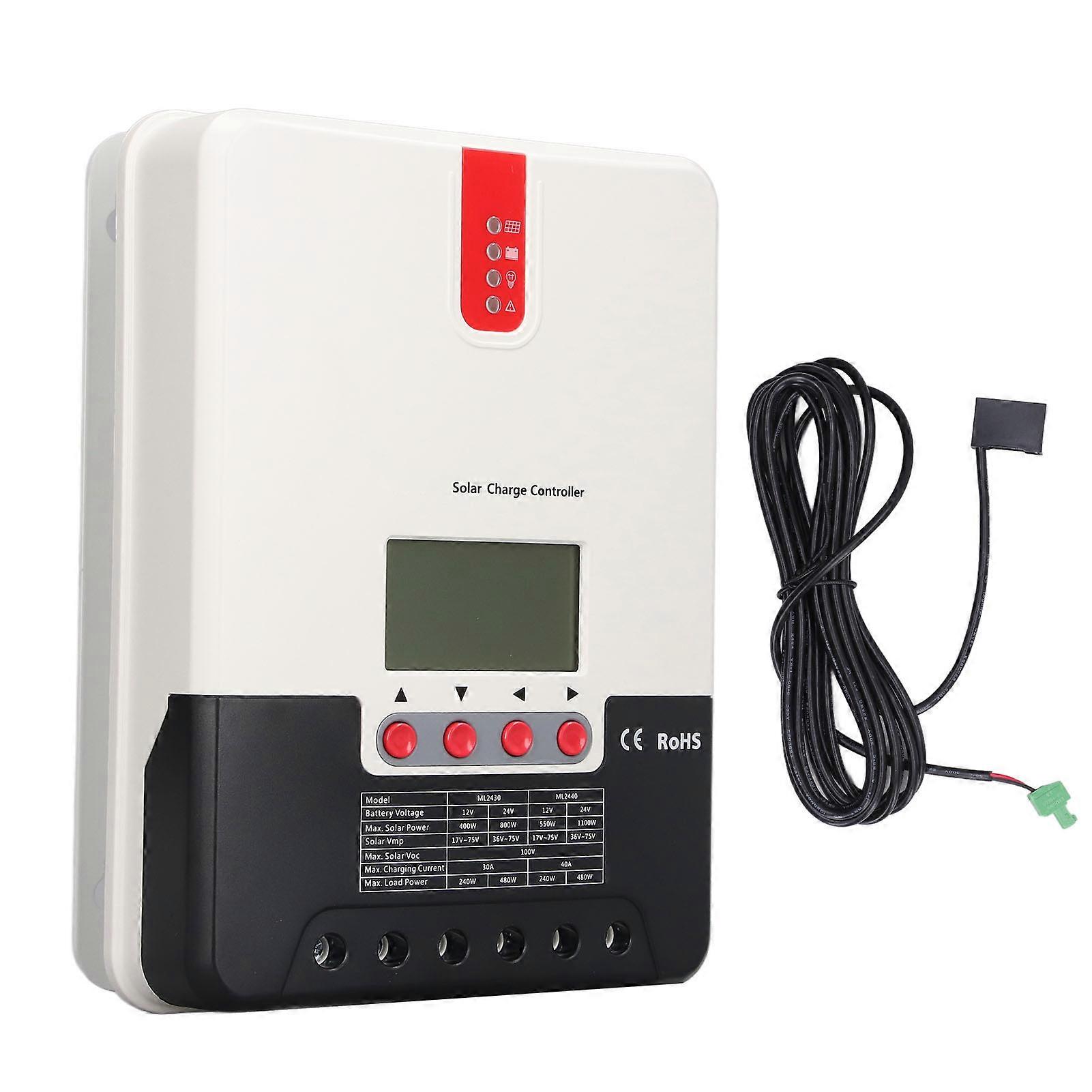 40A MPPT Charge Controller LCD Dynamic Display Solar Panel Battery Regulator with Temperature Sensor 12V 24V