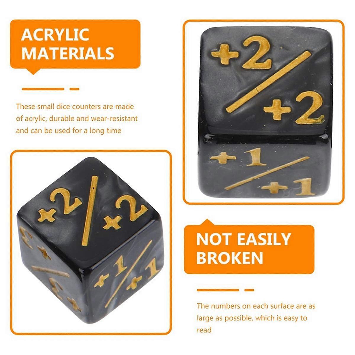 24pcs Counting Tokens Acrylic Dice Squares Positive Negative Dice