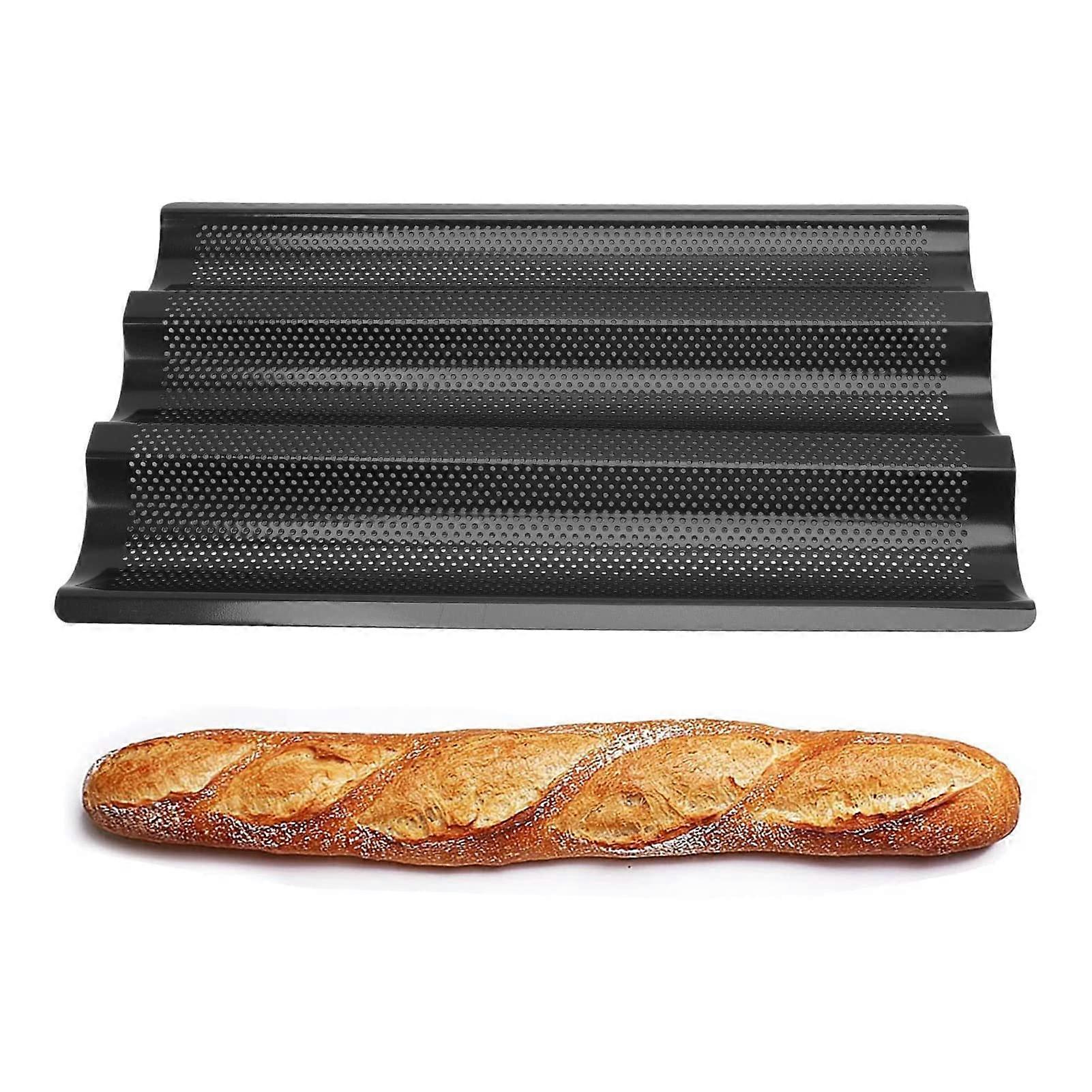 Non Stick Perforated Stainless Steel U Shape French Baguette Bread Pan for Baking Loaves 860