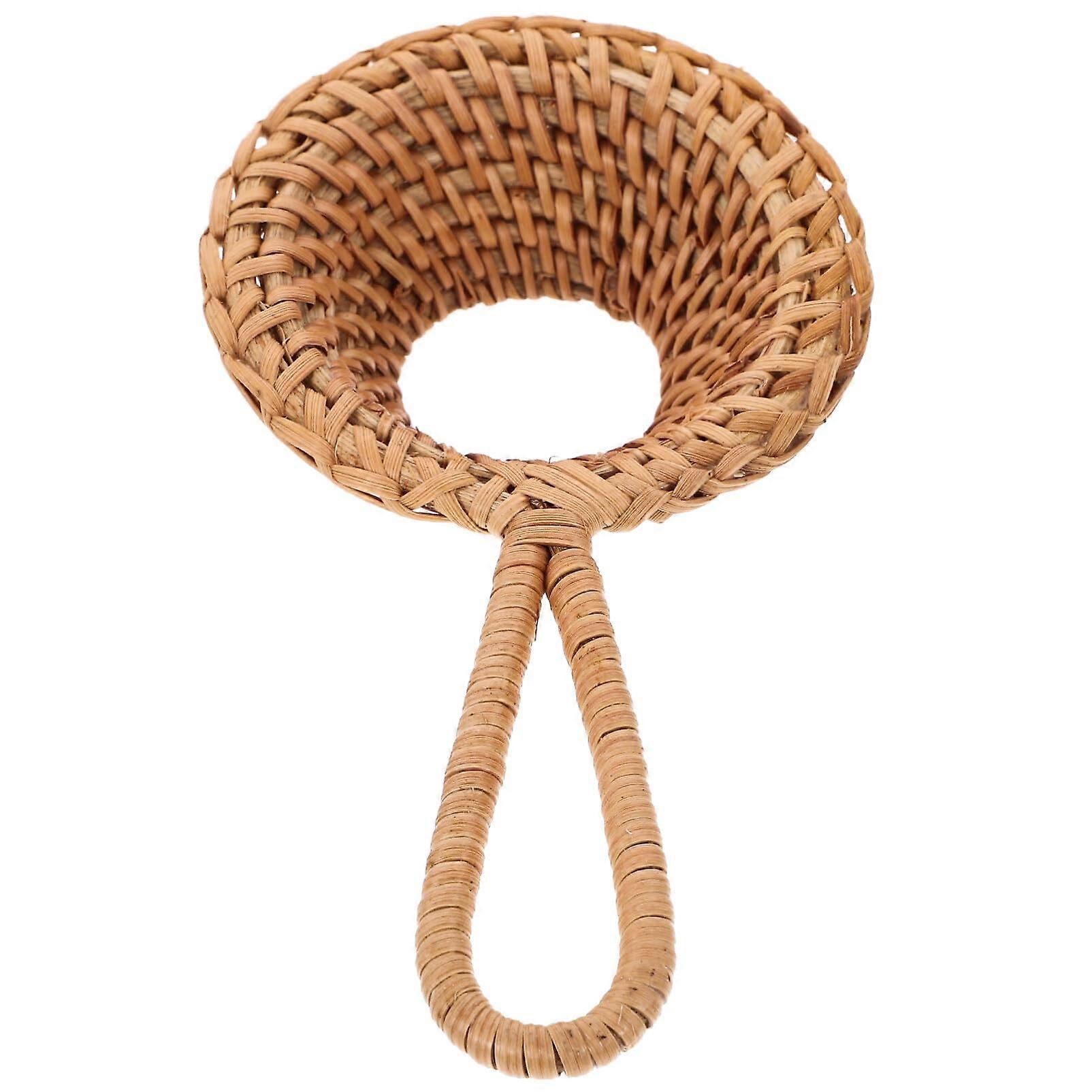Natural Rattan Tea Strainer with Handle - Handmade Fine Mesh Tea Infuser for Loose Leaf Tea, Coffee, Mugs, and Pots
