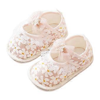 Stilvolle Schuhe für Kleinkinder, Mädchen, mit Schleife verziert, Partyschuhe, Lauflernschuhe, Baumwollstoff, geeignet für Indoor-Aktivitäten, Gelb