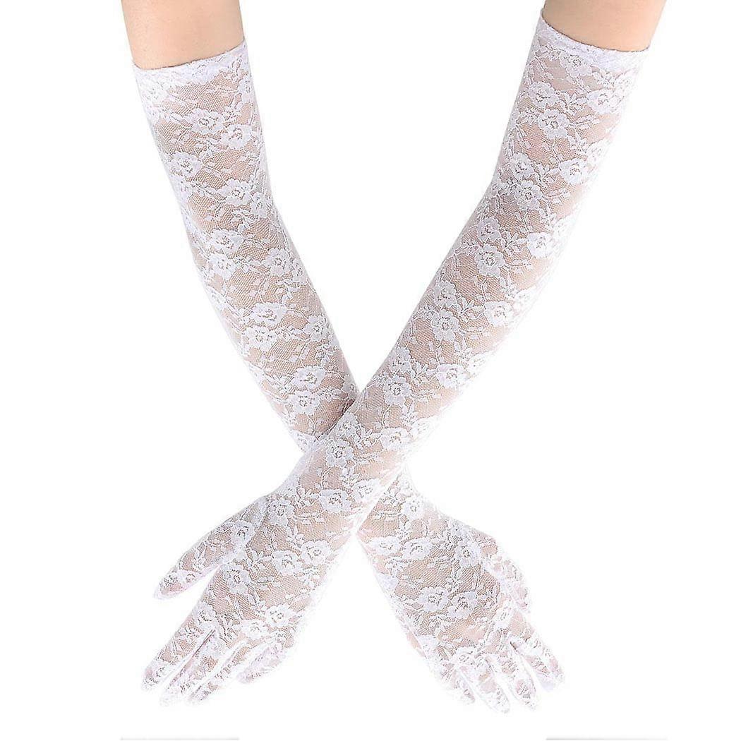 Gants en dentelle florale Gants de mariage longs blancs Fête d'opéra Gants Flapper des années 1920 pour dîners