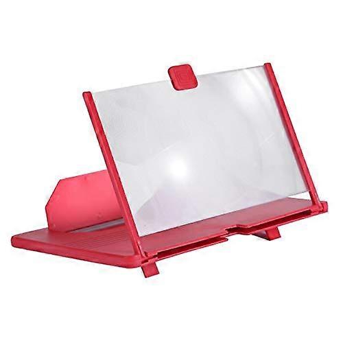 Phone Screen Magnifier 12 Inch 3D HD Curved Screen Amplifier with Foldable Holder and Stand Bracket Red Color