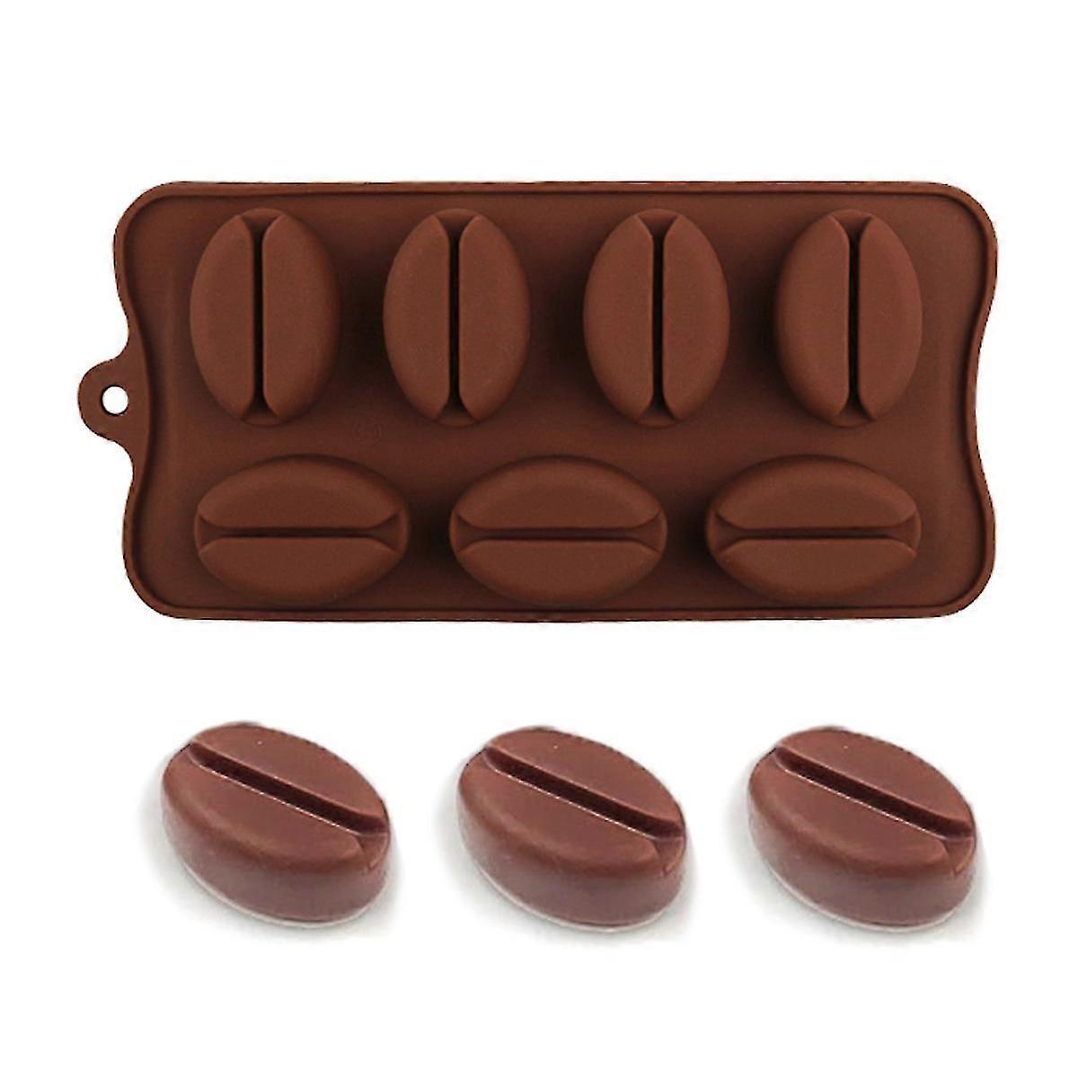 7キャビティコーヒービーンチョコレートフォンダンモールド、ワックスメルト&ケーキデコレーション用