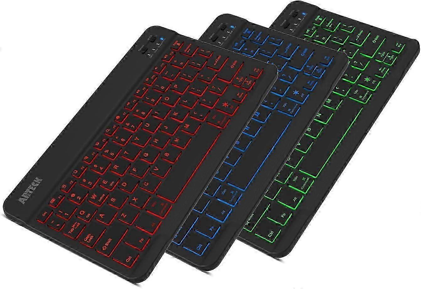 7-Color Led Backlit Ultra-Slim Wireless Bluetooth Keyboard, Broad Compatibility For Ios, Android, Mac Os, And Windows, Scissor Switch Structure For