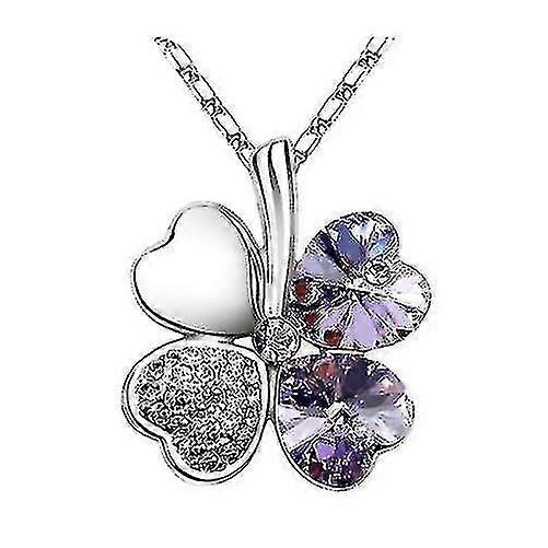 Tanzanite Violet - Swarovski Elements Cristal Four Leaf Clover collier pendentif