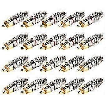 20 Pcs Rca Plug Audio Video Locking Cable Connector Gold Plated