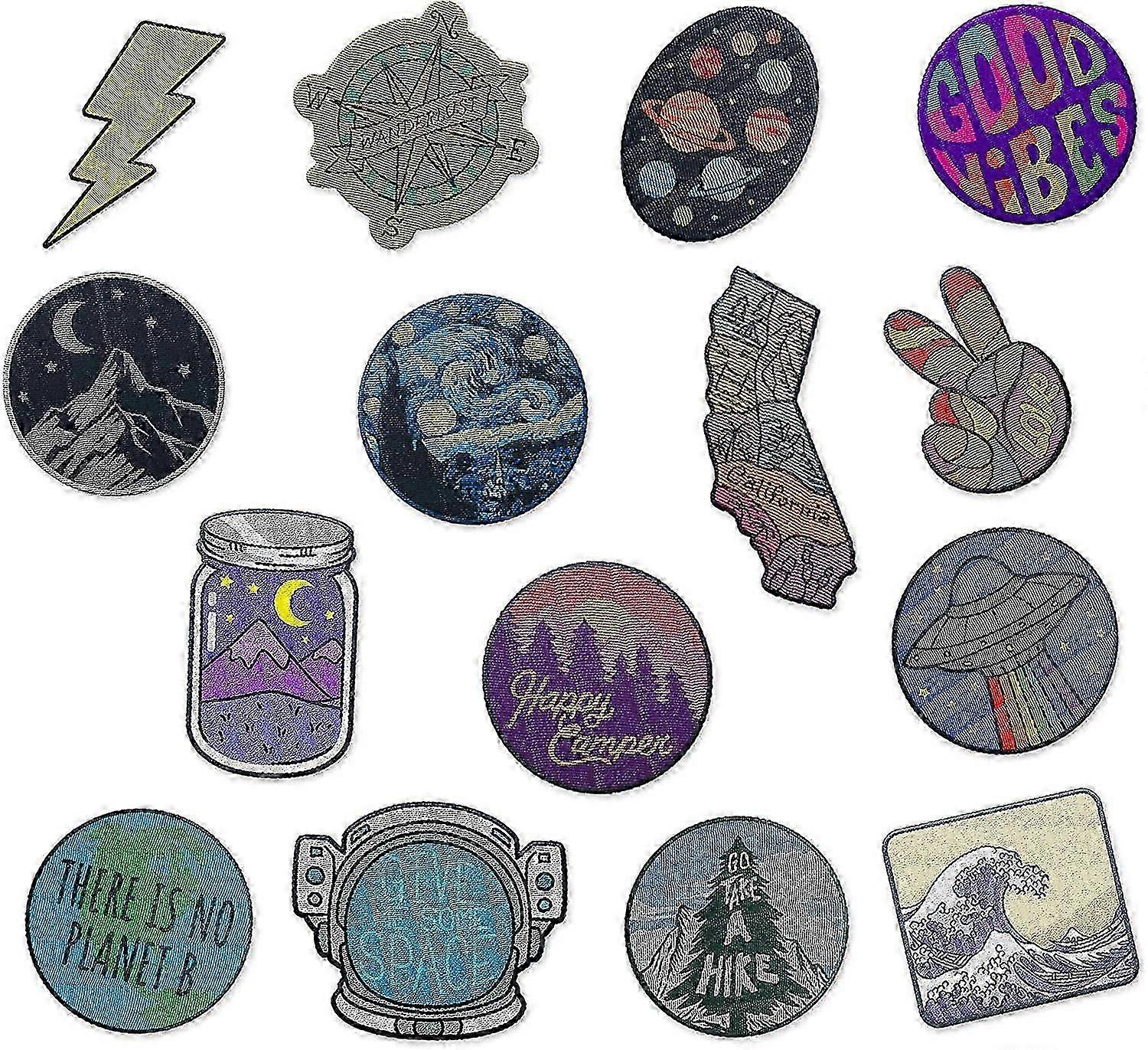 Set Of Large Assorted Aesthetic And Cool Outdoors Iron On Patches For Jackets Backpacks Jeans And Clothes | Each Embroidered Patch Is Durable And Stic