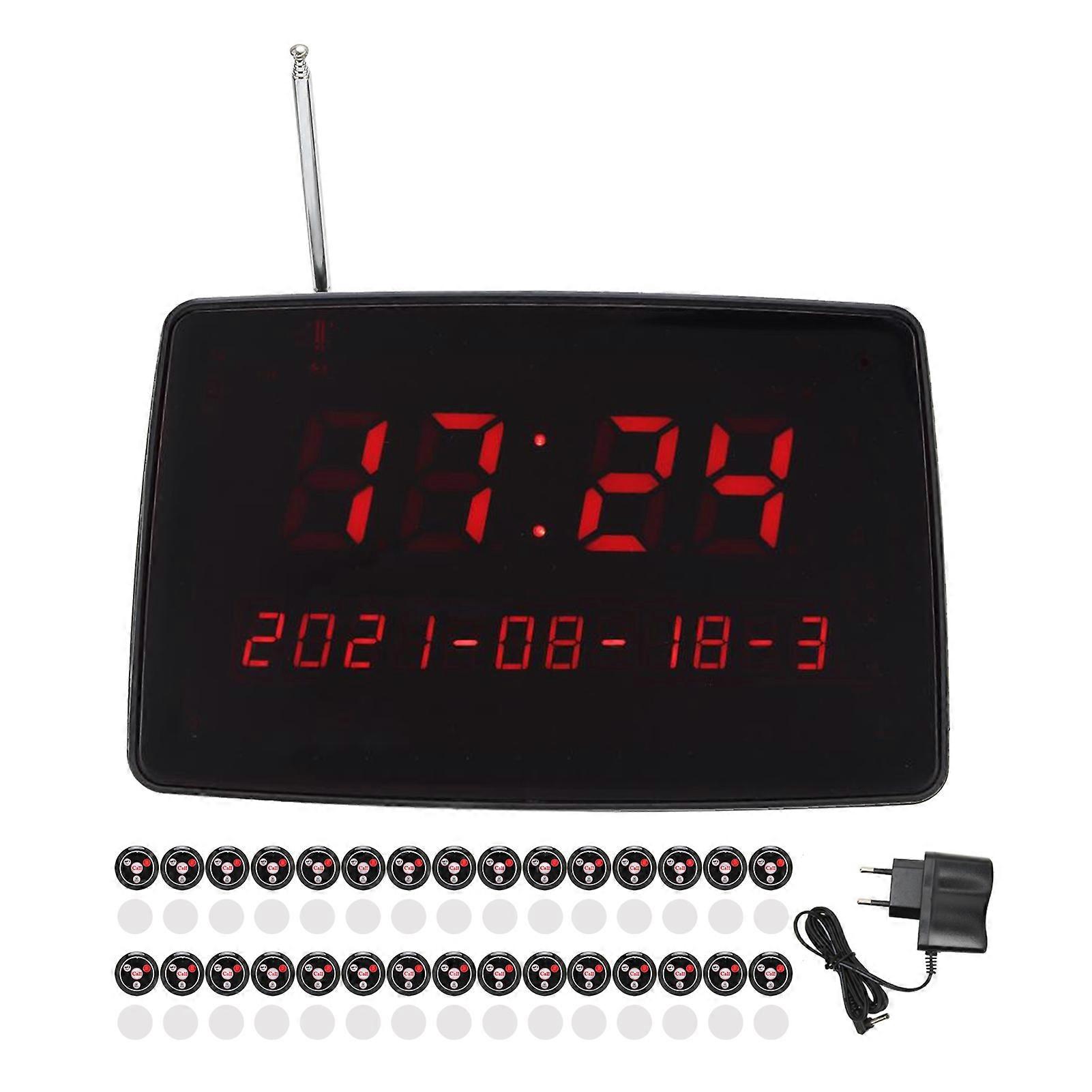 Wireless Calling System Restaurant Customers Pager Voice Broadcasting Host 30 Call Buttons for Bar Office Cafe