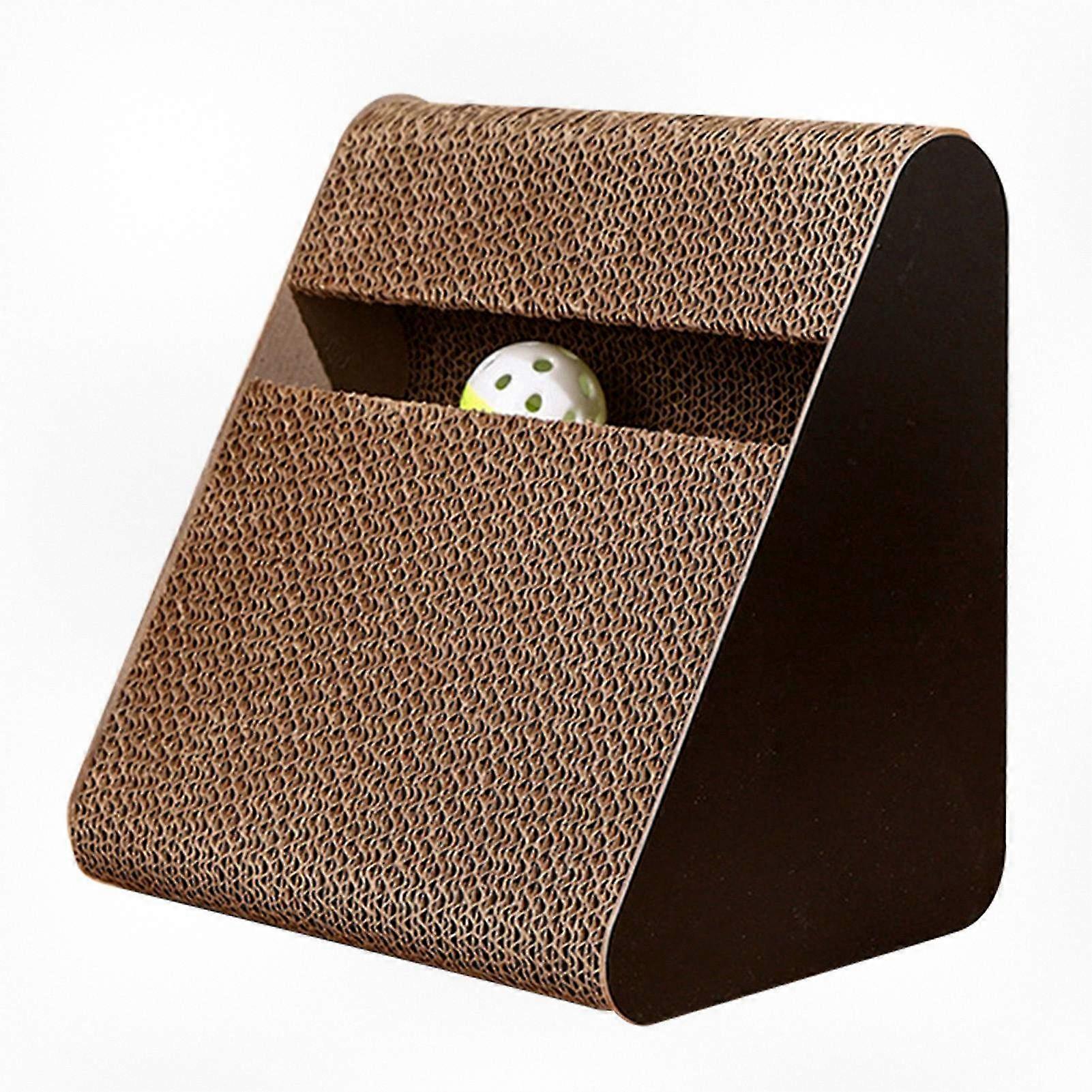 Triangle Cat Scratching Board with Ball - Corrugated Cardboard for Protecting Furniture and Entertaining Kittens