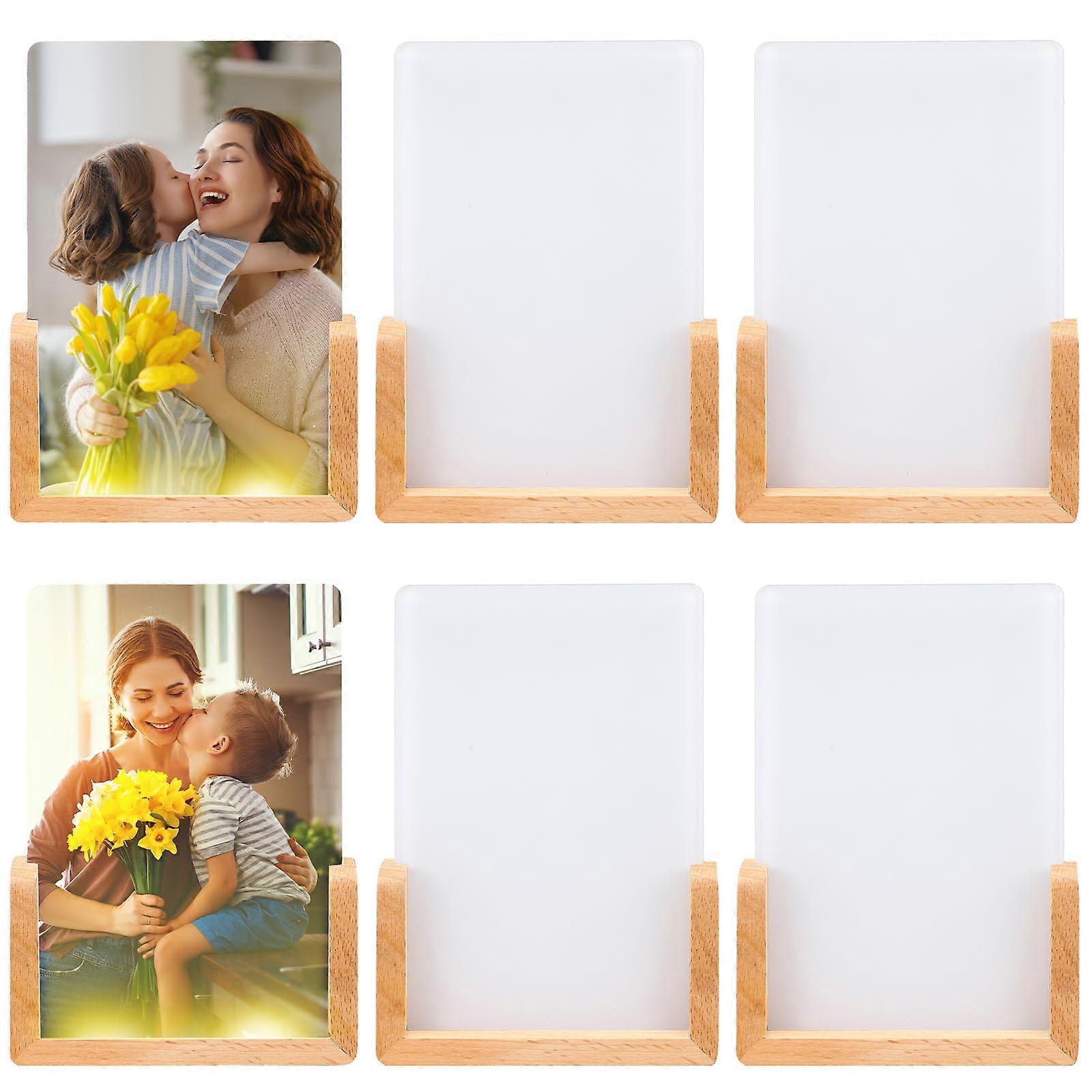 6 Pack Sublimation LED Acrylic Photo Frames Night Lights Blanks with Warm Color Light for Heat Press