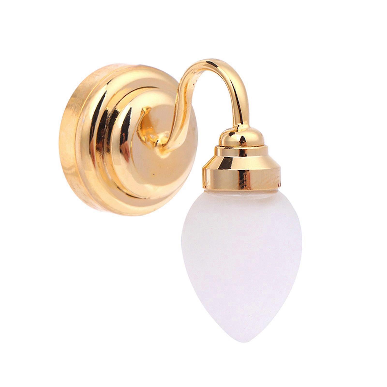 Miniature 1/12 Scale Wall Sconce Light with Frosted Glass Shade for Dollhouses Interiors Display Accesosries Model Decors