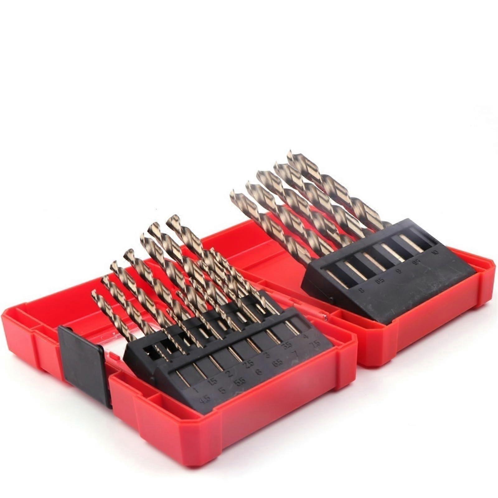 19PCS/Set 1.010mm Cobalt Drill Bits High Speed Steel HSSCO Spiral M35 Twist Drill Bit for Stainless Steel Metal Wood
