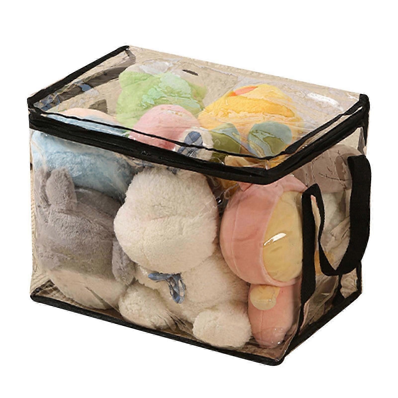 透明なPVCおもちゃの収納バッグ、旅行用の再利用可能な防水ジッパーオーガナイザー - Lブラック