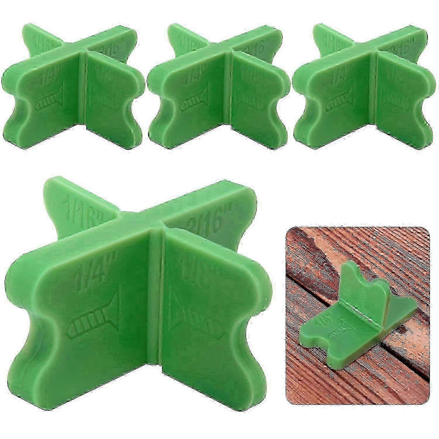 4 Thicknesses ABS Deck Board Spacers Tool,Green Deck Spacers Assorted for Pressure Treated Composite Decking