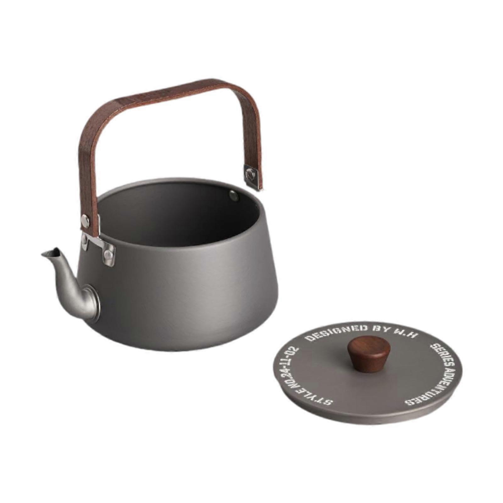 Camping pot with boiling water, teapot, light, versatile, with handle, teakettle, camping pot for fishing, mountaineering, picnic gray